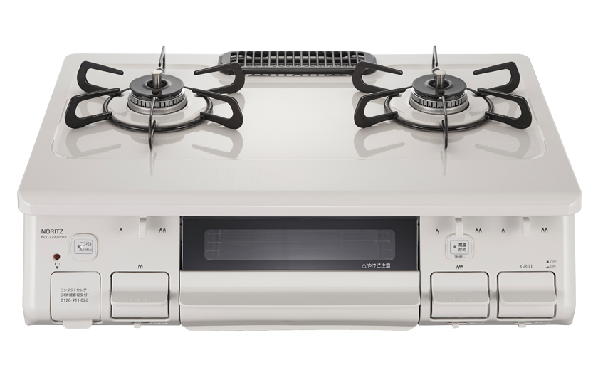 木製コンロ 大8.5号 白 新品未使用です。 テーブルコンロ ノーリツ NLG2295WH-L（左強火力） ホーロートップ